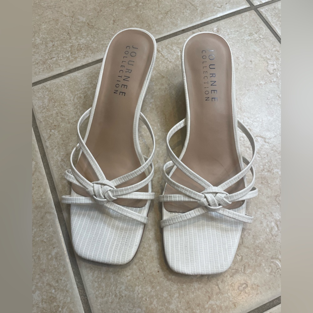Journee Collection White Strappy Sandals
